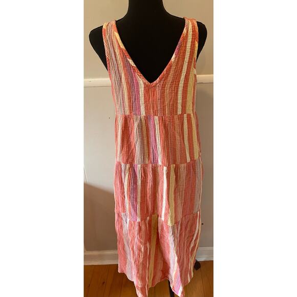 Marine Layer Womens Sleeveless Tiered Gauze Striped Boho Maxi Dress Size Medium - Picture 8 of 10